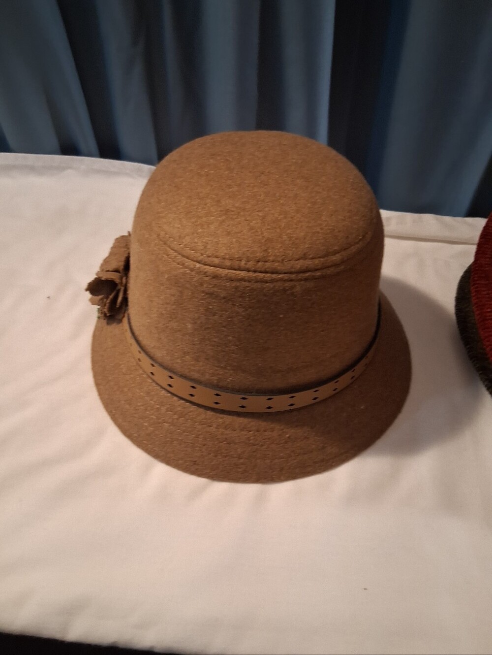 Manhattan Hat Company Brown Wool Blend Cloche Hat with Decorative Floral Band
